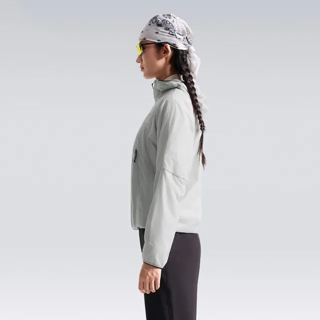 【The North Face】北臉 外套 女 運動連帽外套 防風 防潑水 淺灰 NF0A8HRJMYB