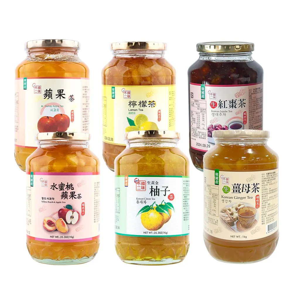 【韓味不二】有果肉.生茶系列果醬茶1kg(柚子茶/蘋果茶950g/紅棗茶/水蜜桃蘋果茶/檸檬茶/生薑母茶)中元普渡