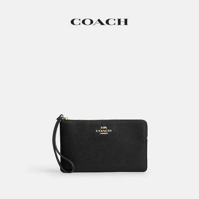 【COACH】蔻馳官方直營 大號拉鍊手腕包 手拿包-IM/黑色(CFW90)