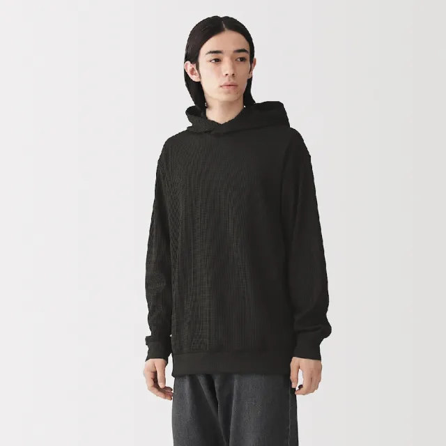 【MUJI 無印良品】男鬆餅紋連帽上衣(柔白/淺灰/黑色/深摩卡棕)