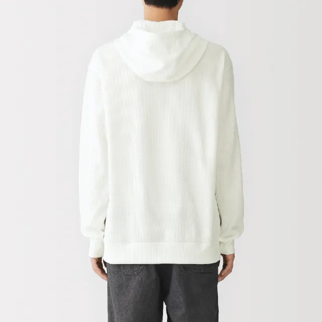 【MUJI 無印良品】男鬆餅紋連帽上衣(柔白/淺灰/黑色/深摩卡棕)