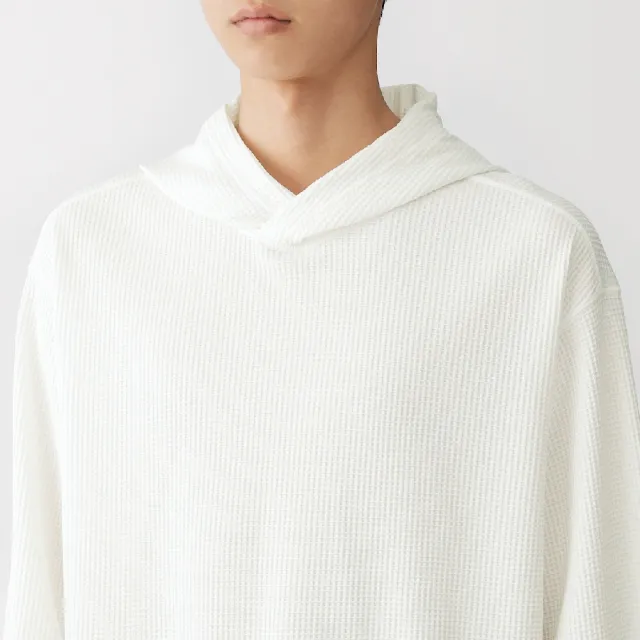 【MUJI 無印良品】男鬆餅紋連帽上衣(柔白/淺灰/黑色/深摩卡棕)