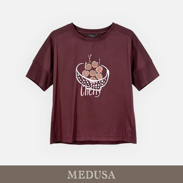【MEDUSA 曼度莎】現貨-甜漾櫻桃塗鴉棉T（M-XL）｜短袖T恤 女上衣 休閒穿搭