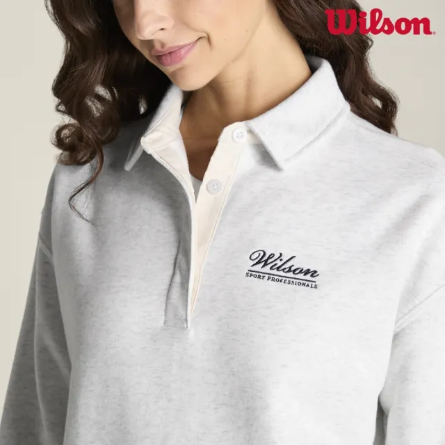 【WILSON】Lakeshore Polo Sweatshirt Cloud Heather 女款 服飾 大學T 長袖上衣 灰色 WE00183G006001