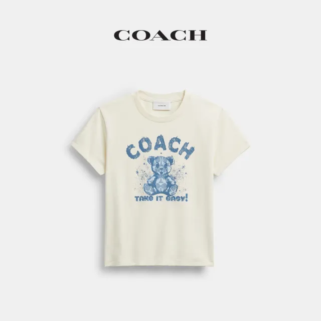【COACH】蔻馳官方直營 TEDDY緊身T恤-奶油白色(CFJ96)