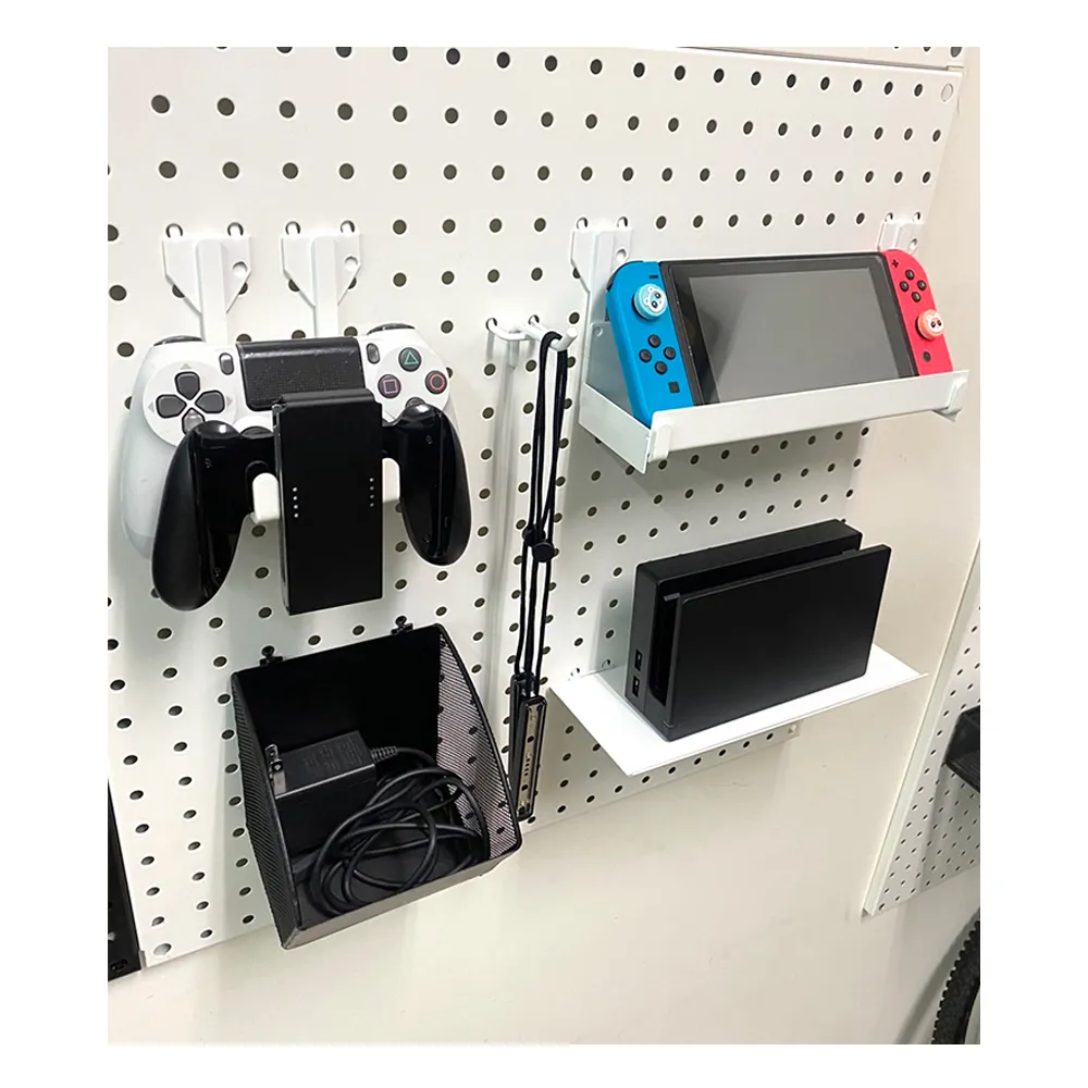 【撥撥的架子】電玩款switch遊戲片收納洞洞板層架 專賣店記憶卡收納盒壁掛式置物架 限(壁面洞洞板組合)