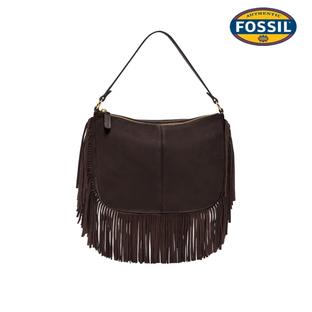 【FOSSIL】Jolie 質感麂皮流蘇造型斜背包-深棕色 ZB11250203