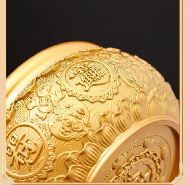 匠俱 黃銅如意聚寶盆銅擺件 12cm 聚財旺宅風水飾品 家用客廳擺設 店鋪前臺辦公室招財工藝禮品