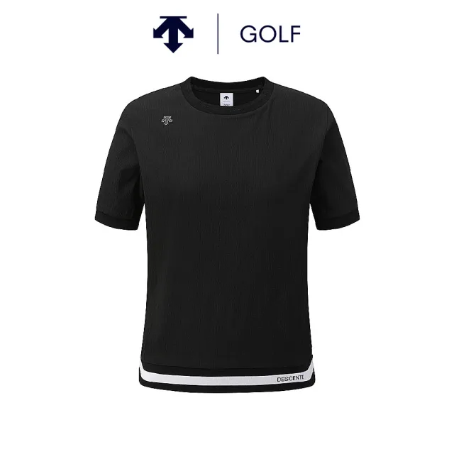 【DESCENTE】GOLF 迪桑特 CREPE ROUND-NECK 女款 高爾夫圓領上衣 涼感快乾 透氣 短袖T恤 運動上衣 黑色