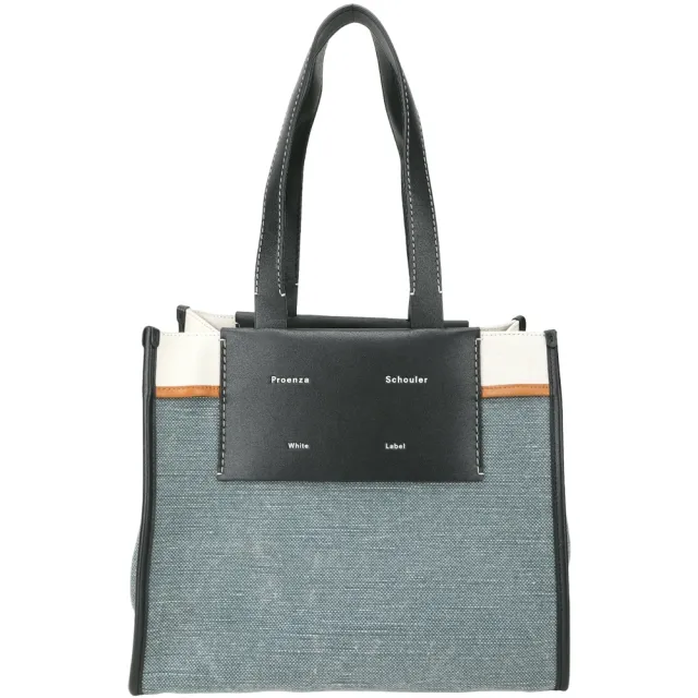【Proenza Schouler】PS1 Morris L 撞色拼接帆布 肩背托特包(黑x牛仔藍 通勤包 LOEWE設計總監品牌)