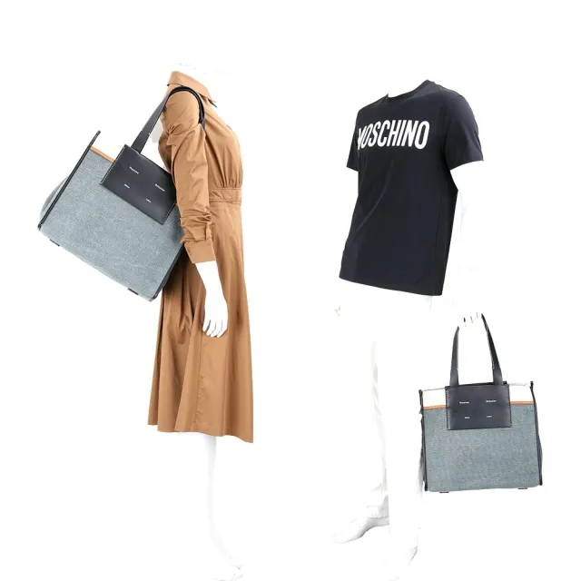 【Proenza Schouler】PS1 Morris XL 撞色拼接帆布 肩背托特包(黑x牛仔藍 通勤包 LOEWE設計總監品牌)