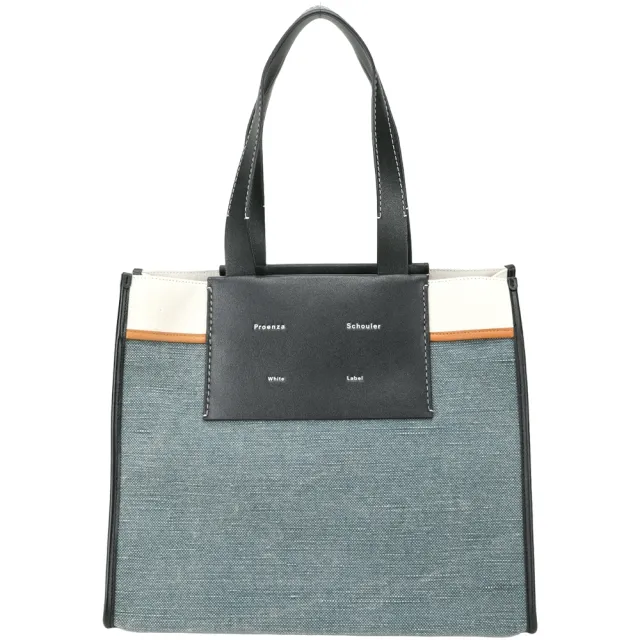 【Proenza Schouler】PS1 Morris XL 撞色拼接帆布 肩背托特包(黑x牛仔藍 通勤包 LOEWE設計總監品牌)
