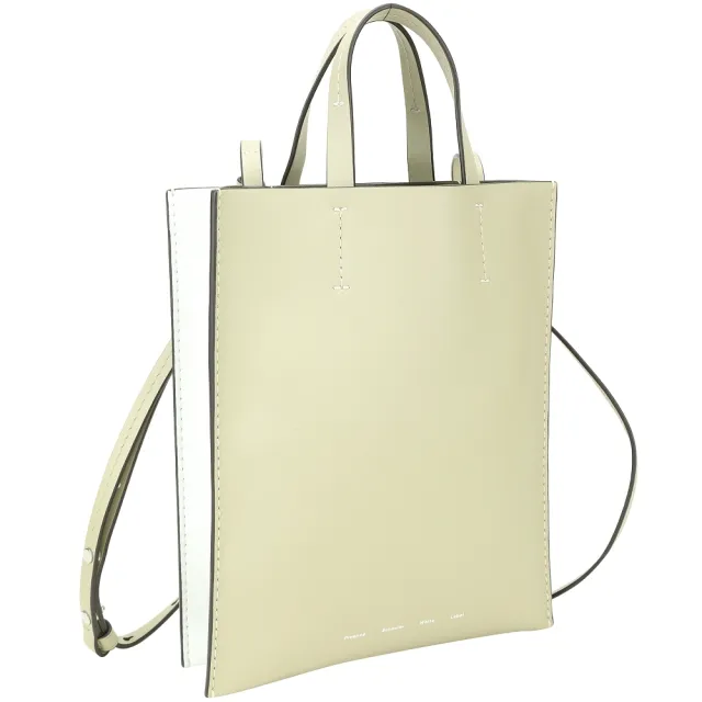 【Proenza Schouler】PS1 Twin 雙面撞色小牛皮 手提/斜背托特包(灰綠色x白色 兩用包 LOEWE設計總監品牌)