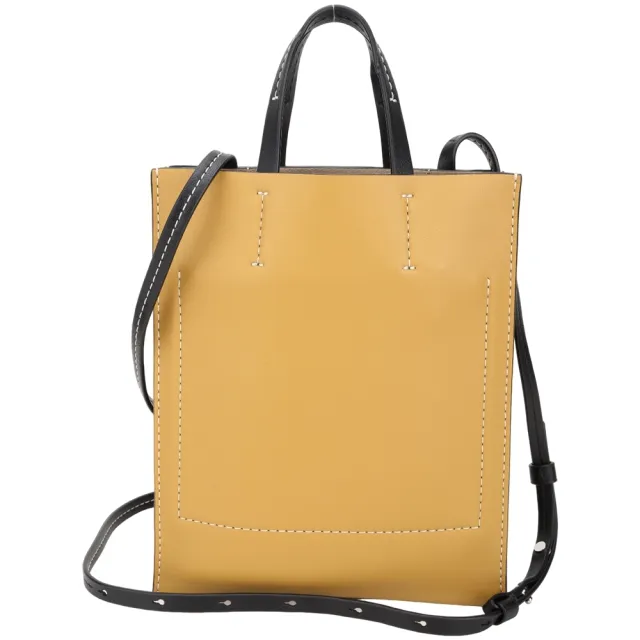 【Proenza Schouler】PS1 Twin 雙面撞色小牛皮 手提/斜背托特包(黑色x芥末黃 兩用包 LOEWE設計總監品牌)