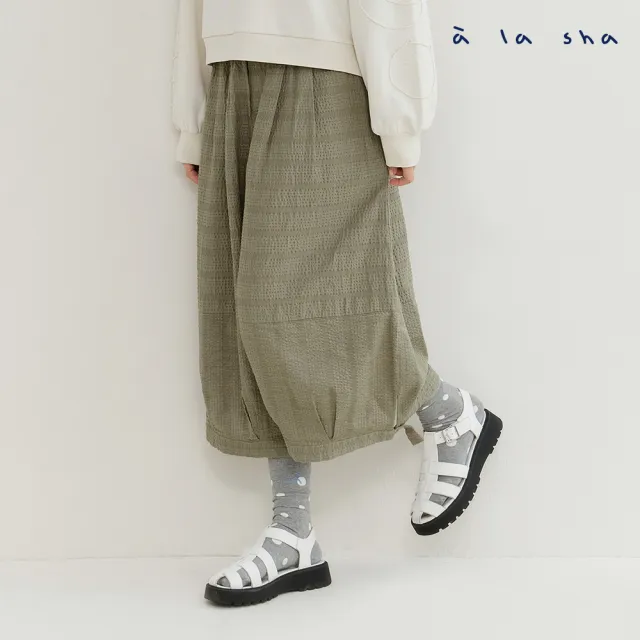 【a la sha】泡泡條紋球狀褲裙