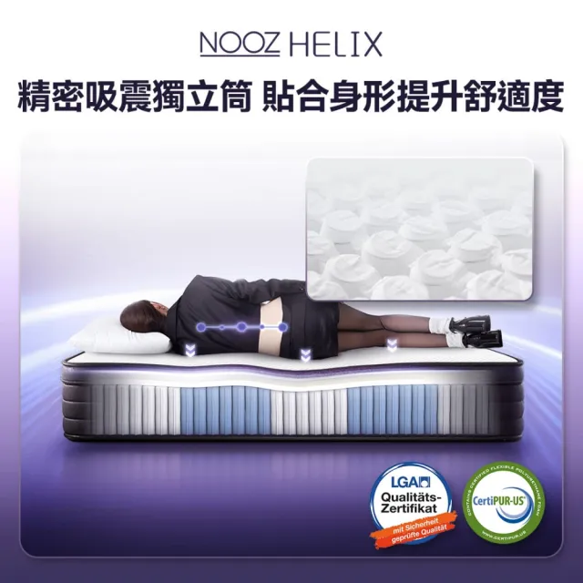 【Lunio】雙人特大乳膠獨立筒床墊6尺x7尺x24cm-Nooz Helix