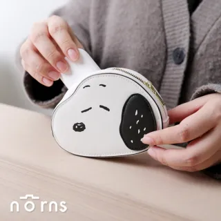 【Norns】雙11 Peanuts 史努比臉型皮質零錢包 (Snoopy 正版授權 皮革零錢包 卡片零錢包 小物包)