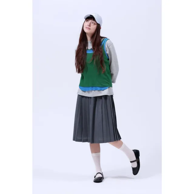 【BEAMS】官方旗艦館 BEAMS BOY / 女裝 混和式百褶 中長裙