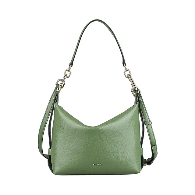 【FURLA 芙拉】FURLA 金屬LOGO Tonie系列小牛皮拉鍊肩背/斜背包(迷你/酪梨綠)