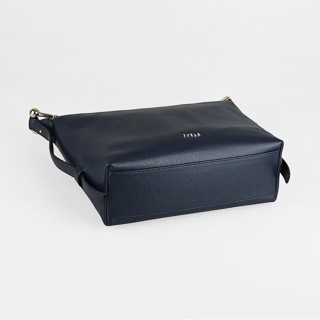 【FURLA 芙拉】FURLA 金屬LOGO Tonie系列小牛皮拉鍊肩背/斜背包(迷你/深藍)