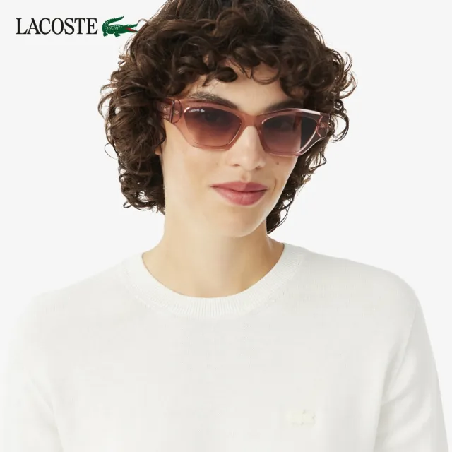 【LACOSTE】女款-3D立體針織圓領毛衣(白色)