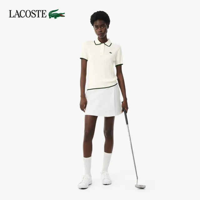 【LACOSTE】女款-短袖Polo領高爾夫球衫(白色)