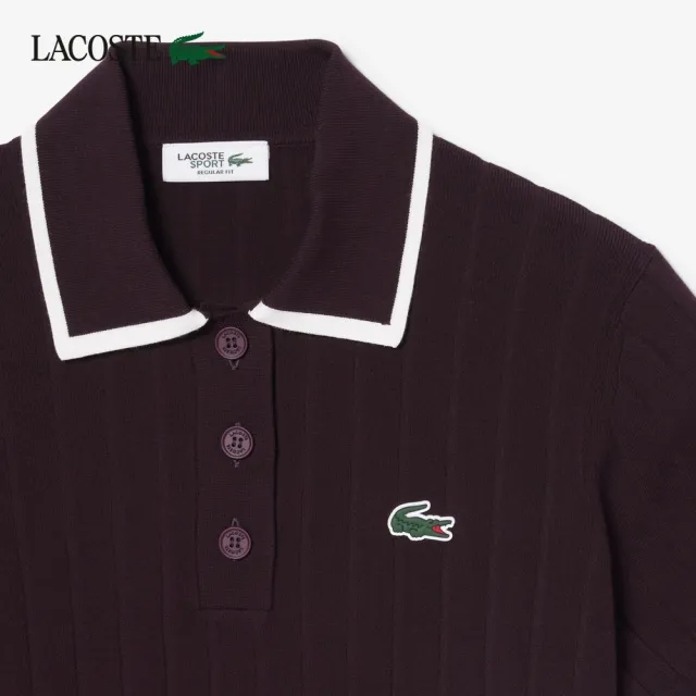 【LACOSTE】女款-短袖Polo領高爾夫球衫(棕色)