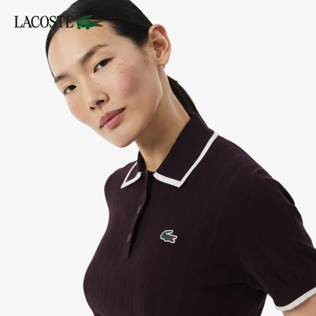 【LACOSTE】女款-短袖Polo領高爾夫球衫(棕色)