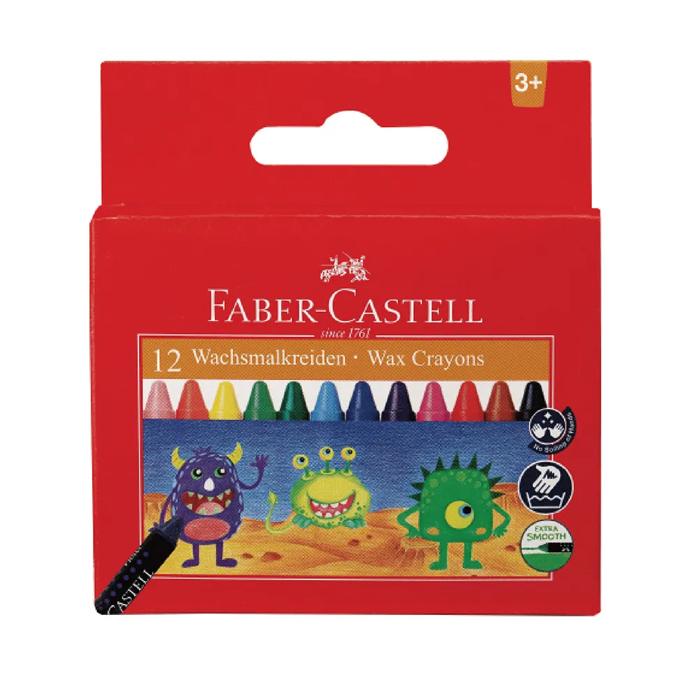 【Faber-Castell】輝柏 大眼星球 無毒蠟筆 12色/盒 120043