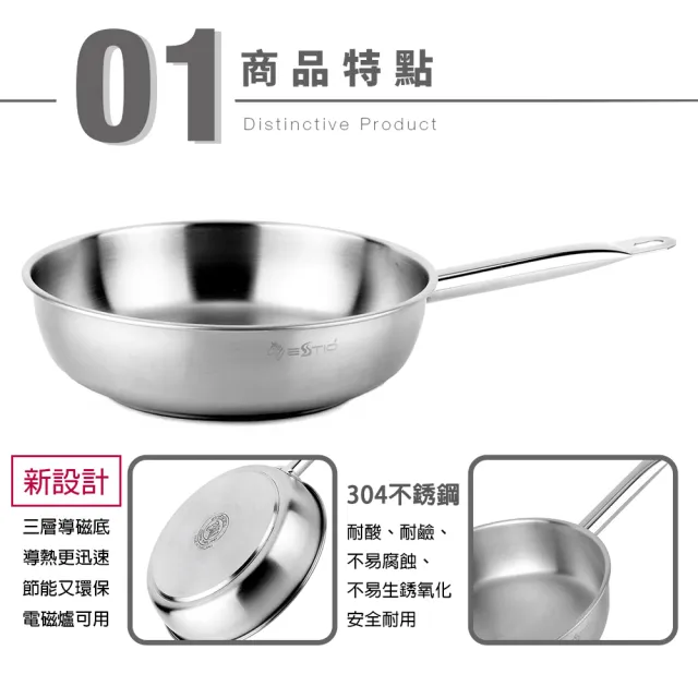 【ZEBRA 斑馬牌】304不鏽鋼平底鍋 附底 28cm 3.5L(平鍋 炒鍋 IH電磁爐 SGS檢驗合格)