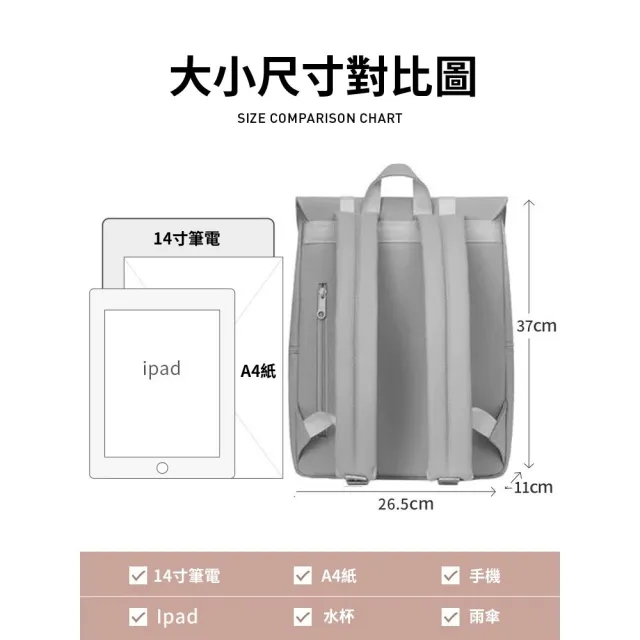 【MaH】雙11 官方旗艦館 Siro系列PU款 經典純色電腦後背包(14吋/11L)