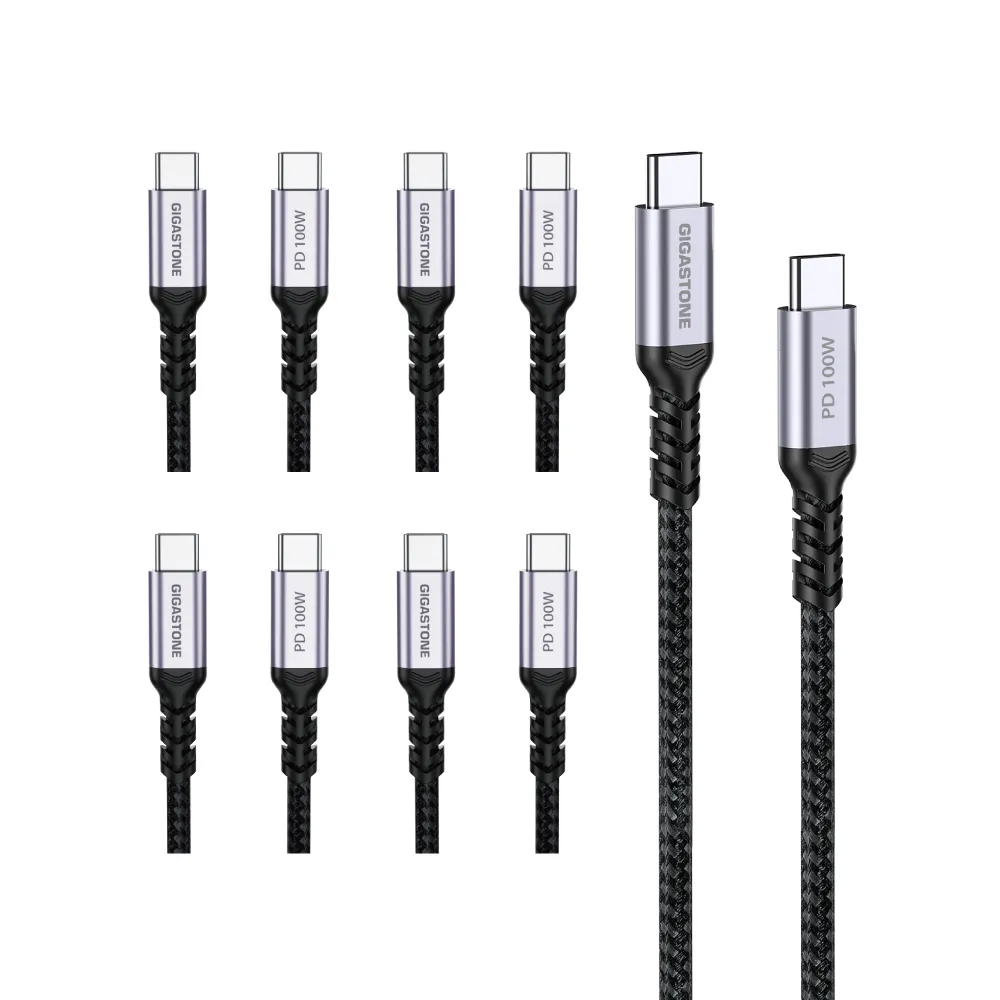 【Gigastone 立達國際】5入組 TypeC 100W 4K USB3.2 Gen2充電傳輸編織線 (iPhone17快充)