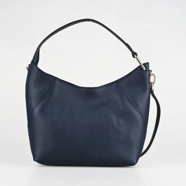 【FURLA 芙拉】FURLA精品粒面小牛皮弧形磁釦肩背斜背包(小/深藍)
