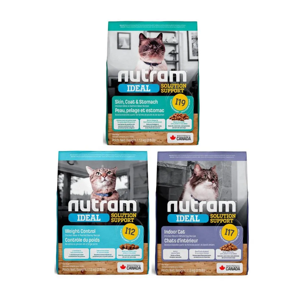【Nutram 紐頓】I12/I17/I19無穀專業理想系列貓飼料 2kg/4.4lb(體重管理/化毛/三效強化、貓糧)