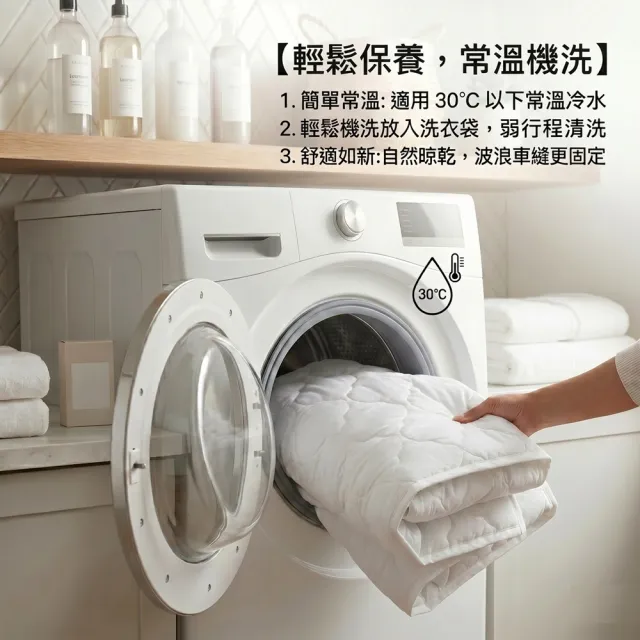 【charming】台灣製雙人標準_可水洗抗污日本大和認證防螨鋪棉保潔墊_加高床包式(雙人標準 加高 保潔墊)