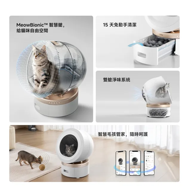 【MOVA TW】喵星艙｜貓咪全方位生活組（LR 10 Prime貓砂機+餵食器＋飲水器)(兩年保固)