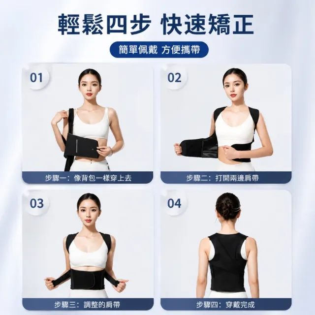 【UVLED 鈺創合成】全新升級3龍骨高強支撐防駝帶(防駝背/護腰/美姿帶/開肩直背/透氣輕薄/男女通用)