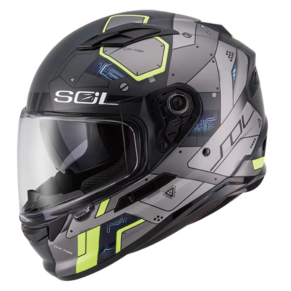 【SOL】SF-6 機動裝甲 消光灰/銀 全罩式安全帽(內襯│鏡片│內藏墨鏡│加強型眼鏡溝)