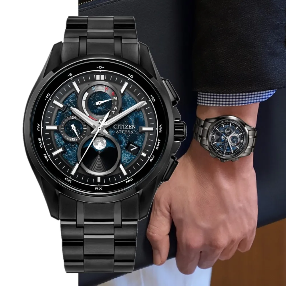 【CITIZEN 星辰】GENTS系列 HAKUTO-R限定款 電波對時 月相 光動能腕錶(BY1008-67L)