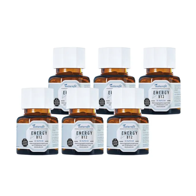 【Natural Fit 活粒適】能量複合劑B12 六入組 30粒/入(素食維他命B群 維他命B12 B1B2B6 葉酸 胺基酸)
