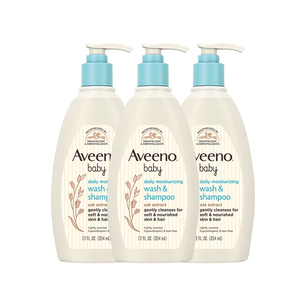 【Aveeno 艾惟諾】嬰兒燕麥沐浴洗髮露3入組(354mlx3_嬰兒沐浴)
