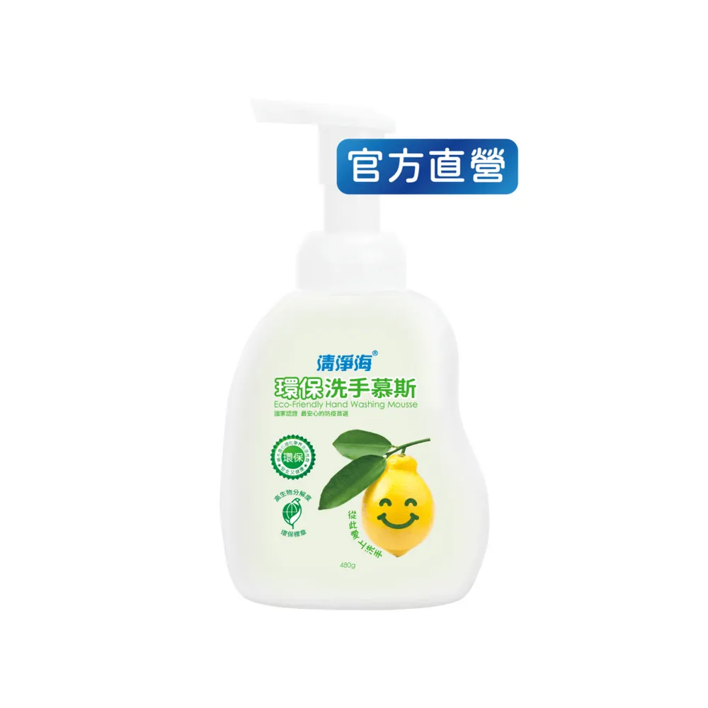 超市【清淨海 官方直營】環保洗手慕斯480g(溫和清潔/手部潔淨/無添加酒精/無皂鹼/蓬鬆泡沫/嬰童用)