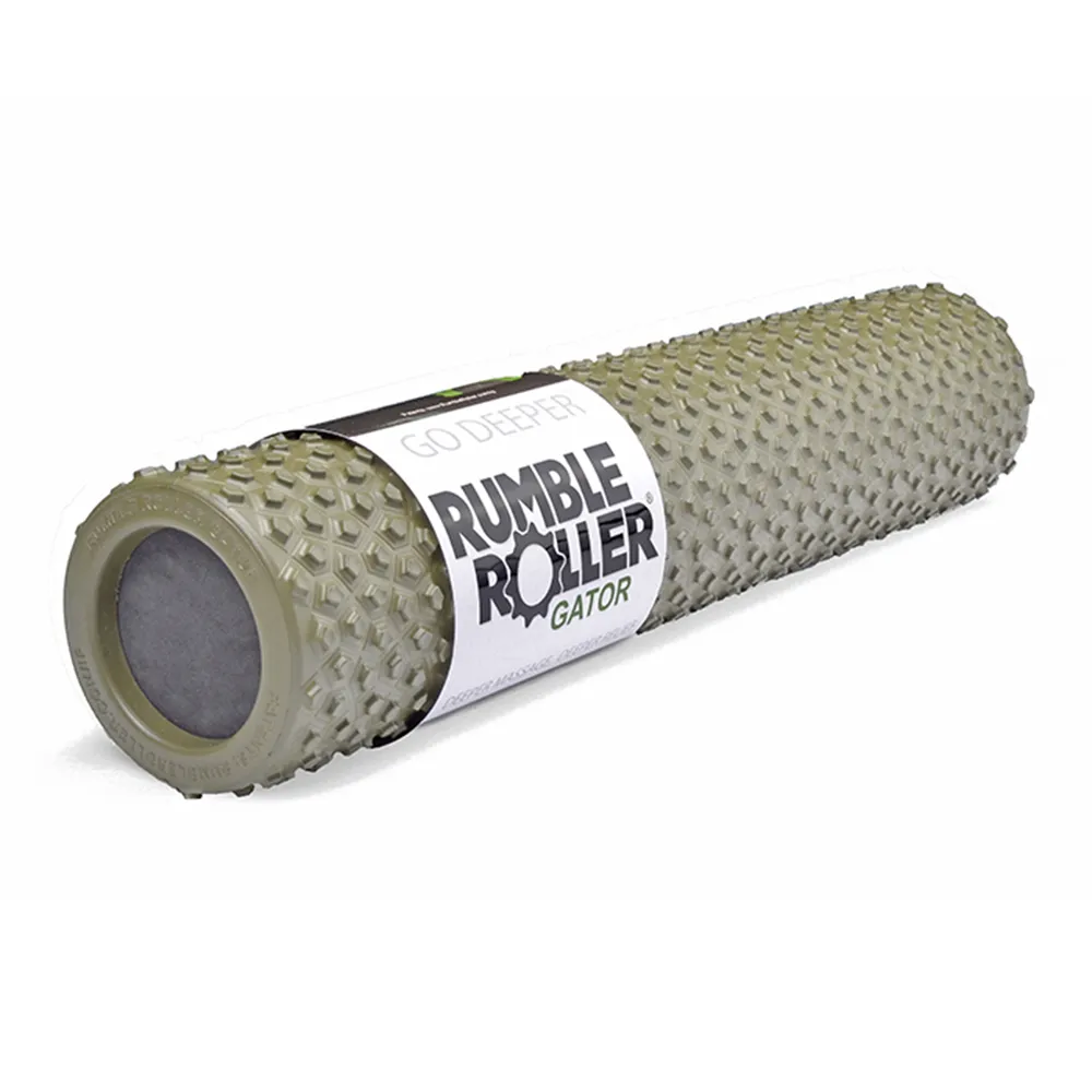 【Rumble Roller】揉壓按摩滾輪 贈背帶 狼牙棒 Gator 鱷皮系列 56cm(瑜珈柱 按摩滾筒 筋膜放鬆 瑜珈滾筒)