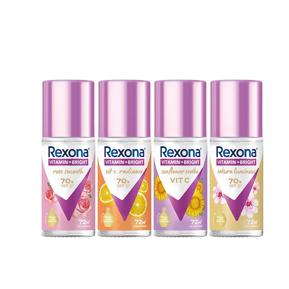 即期品【Rexona 蕊娜】官方直營 制汗止汗爽身香體露 五天淨速白系列45ml(無印煥白/淨亮制汗/透亮玫瑰/透亮 