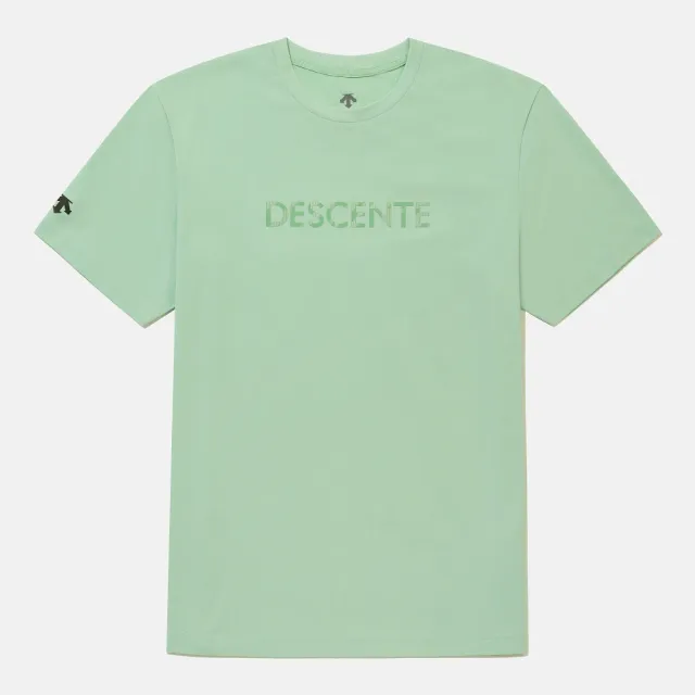 【DESCENTE】短袖上衣 男 女 中性 快排 [TOUGH] TOUGH WORDING SHORT SLEEVE T-SHIRTS 綠 SR323UTS73-GRN0