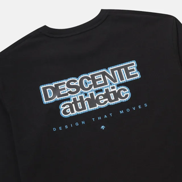 【DESCENTE】長袖上衣 男 女 快排 MOVEMENT GRAPHIC LOOSE FIT LONG SLEEVE TEE 黑 SR323UTL75-BLK0
