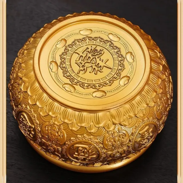 匠俱 黃銅如意聚寶盆銅擺件 12cm 聚財旺宅風水飾品 家用客廳擺設 店鋪前臺辦公室招財工藝禮品