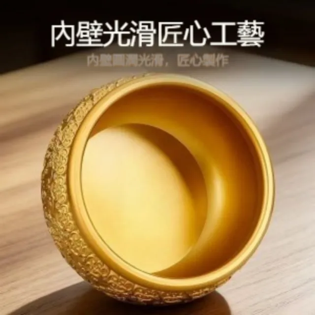匠俱 黃銅如意聚寶盆銅擺件 12cm 聚財旺宅風水飾品 家用客廳擺設 店鋪前臺辦公室招財工藝禮品