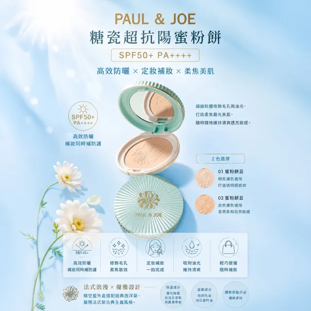 【PAUL & JOE】糖瓷超抗陽蜜粉餅蕊 SPF50+ PA++++ 8g（2色可選）