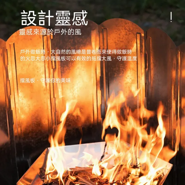 YISO易搜 烤肉擋風板 爐具擋風板 防風罩 焚火台擋風板 抗風聚熱 可拆裝(防割手/耐高溫/抗腐蝕)